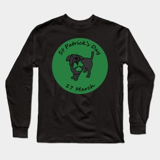 Dog with Shamrock St Patricks Day Long Sleeve T-Shirt